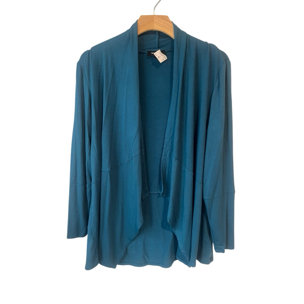 AB Studio Women's Cardigan Teal Extra Small Long Sleeve Duster - Picture 2 of 11